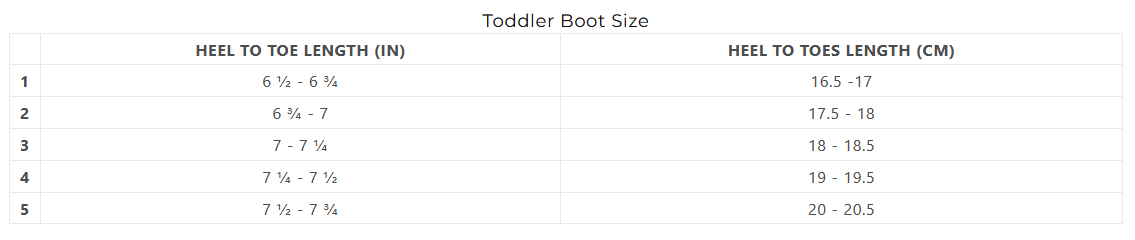 XCEL TODDLER BOOT SIZE 24 0 Tabla de Tallas